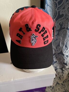 Troy Lee Designs Unstructured Curved SnapBack Finish Line Coral/Blue
